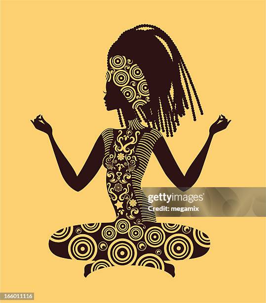 woman practising yoga. - abstract geometric silhouette woman stock illustrations