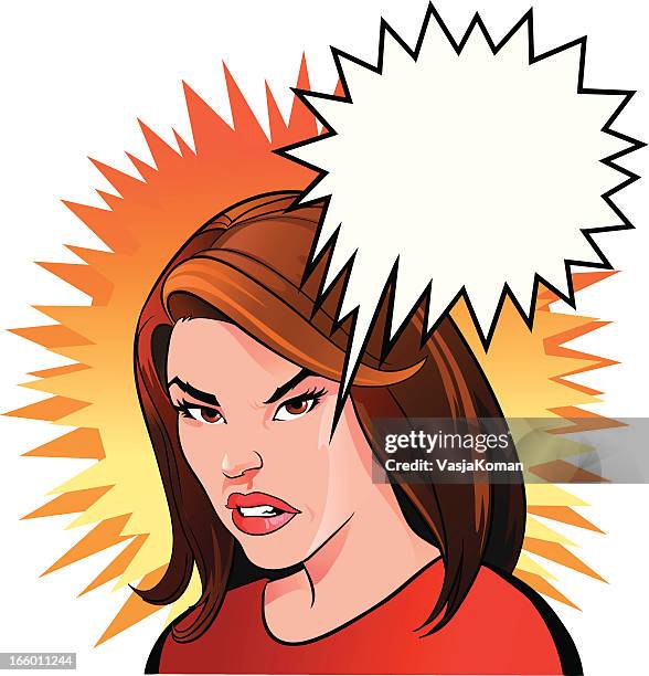 very angry woman - pretty brunette woman cartoon stock illustrations