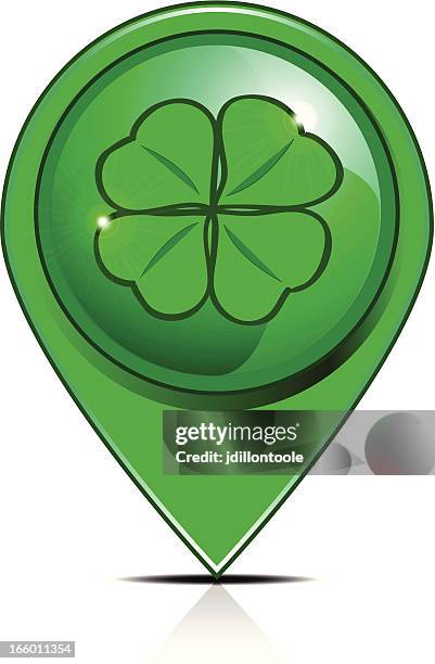 pointer with clover leaf - 4 leaf clover stock illustrations
