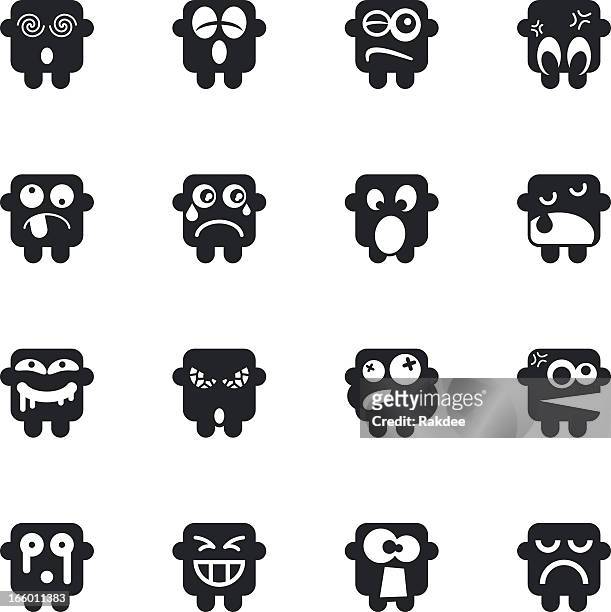 silhouette emoticons | set 8 - saliva bodily fluid stock illustrations