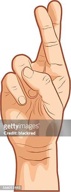 finger kreuzen - finger kreuzen stock-grafiken, -clipart, -cartoons und -symbole
