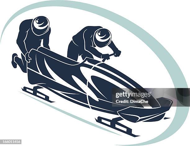 bobsleigh symbol - bobrennschlitten stock-grafiken, -clipart, -cartoons und -symbole