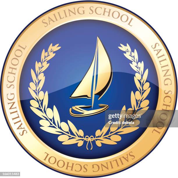 sailing school shield - yacht stock illustrations