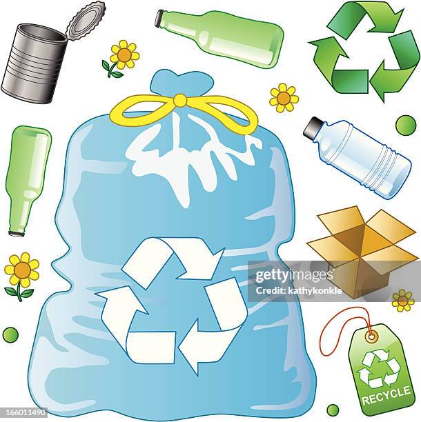 recycle trash - garbage bag stock illustrations