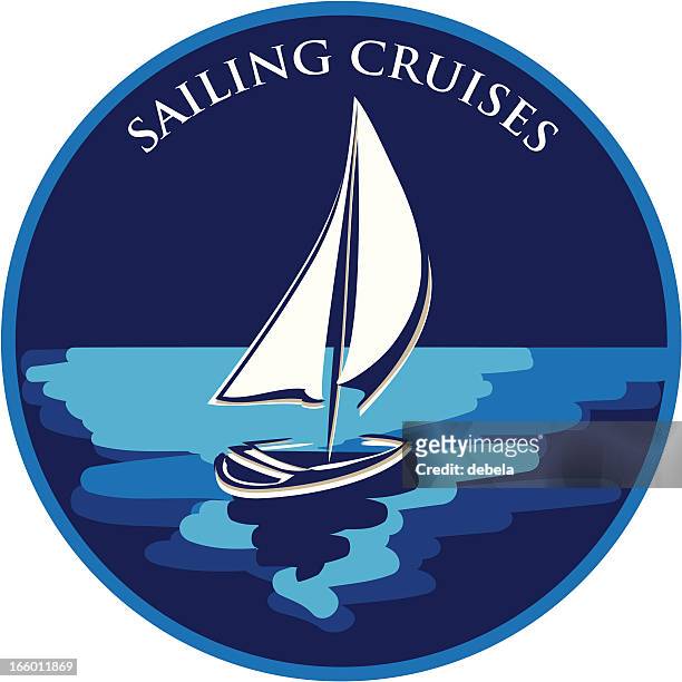 sailing cruises badge - sailboat racing stock illustrations