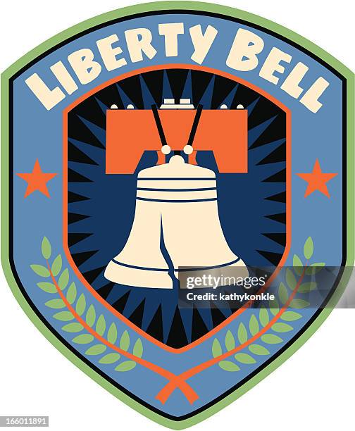 liberty bell shield - bell icon stock-grafiken, -clipart, -cartoons und -symbole
