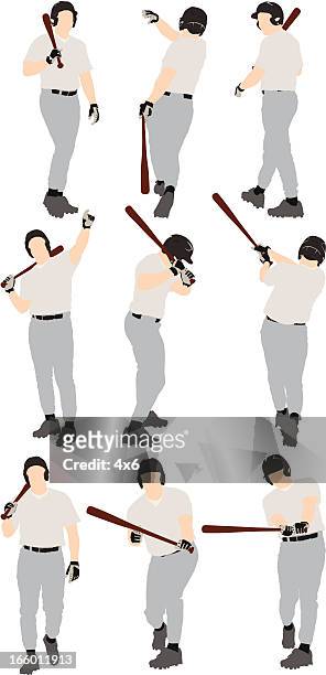 ilustraciones, imágenes clip art, dibujos animados e iconos de stock de varias imágenes de un hombre jugando béisbol - guante deportivo
