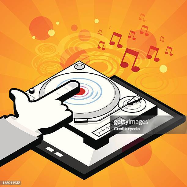touch dj tablet - dj console top view stock illustrations