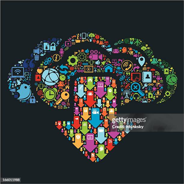 cloud computing icon - abstract network connection stock illustrations