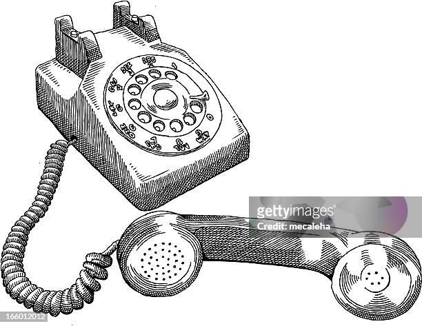 rotary telefon - telefonhörer freisteller stock-grafiken, -clipart, -cartoons und -symbole