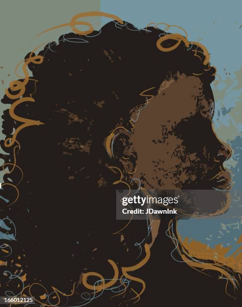 abstrakte zeichnung eines stolzen afrikanische frau - afro stock-grafiken, -clipart, -cartoons und -symbole