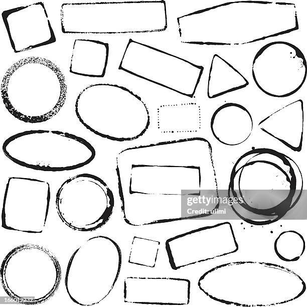 set of various imprint in black over a white background - ellipse stock illustrations