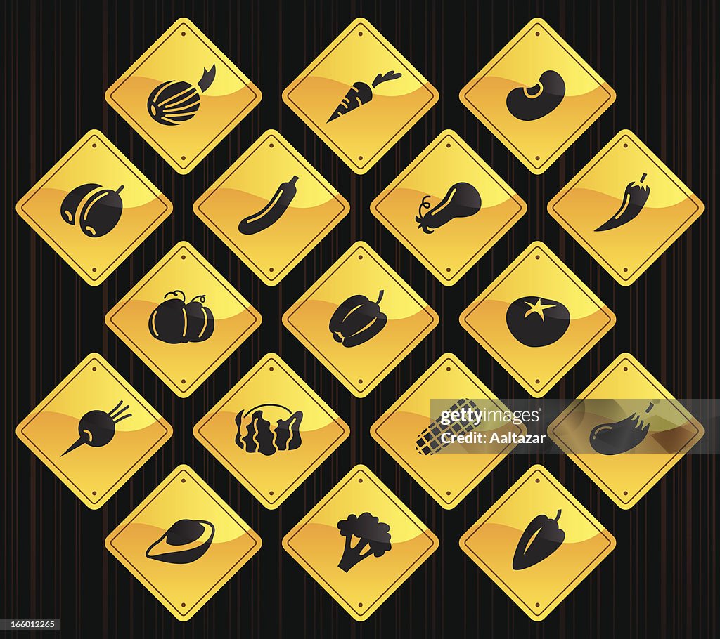 Yellow Road Signs - Vegetables