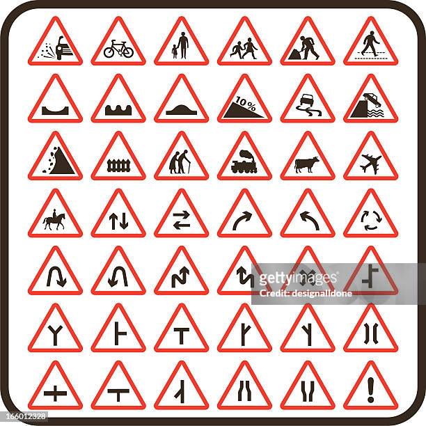 stockillustraties, clipart, cartoons en iconen met simple uk road signs: cautionary series - road sign