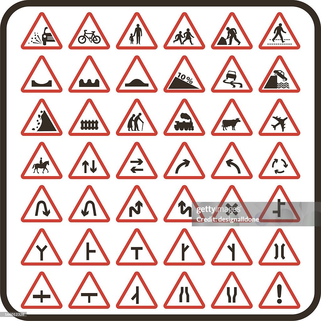 Simple UK Road Signs: Cautionary Series
