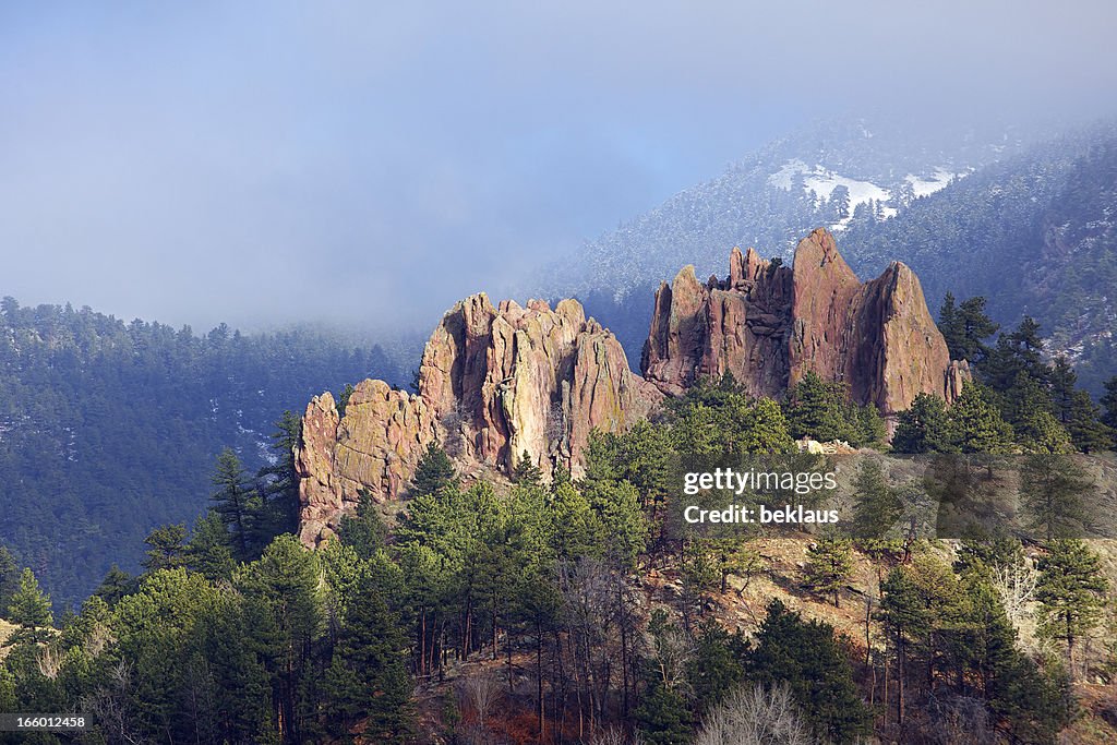 First Light on Boulder Colorado Red Rocks