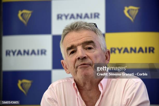 Michael O'Leary, CEO of the Ryanair holds a press conference to present new international routes on September 12, 2023 in Rome, Italy. Mr O'Leary...