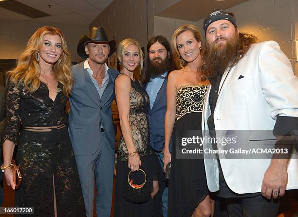 Singers/musicians Faith Hill and Tim McGraw and TV personalities Jessica Robertson, Jep Robertson, Korie Robertson and Willie Robertson of Duck...