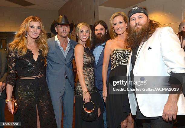 Singers/musicians Faith Hill and Tim McGraw and TV personalities Jessica Robertson, Jep Robertson, Korie Robertson and Willie Robertson of Duck...