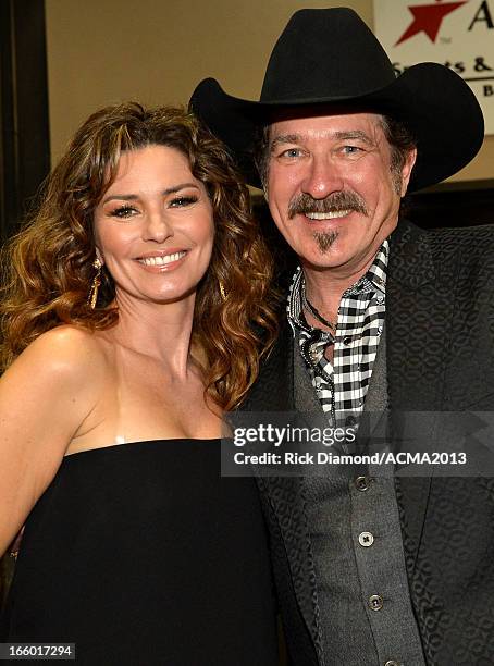 Singer Shania Twain and musician Kix Brooks attend the 48th Annual Academy of Country Music Awards at the MGM Grand Garden Arena on April 7, 2013 in...