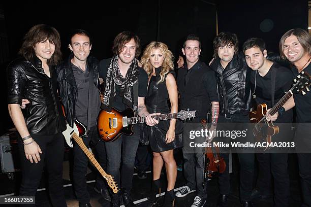 Musicians Reid Perry , Kimberly Perry and Neil Perry of The Band Perry with guests during the 48th Annual Academy of Country Music Awards at the MGM...