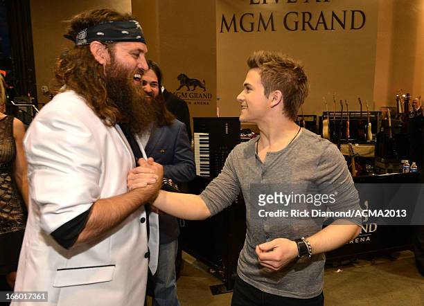 Personality Willie Robertson of Duck Dynasty and musician Hunter Hayes attend the 48th Annual Academy of Country Music Awards at the MGM Grand Garden...