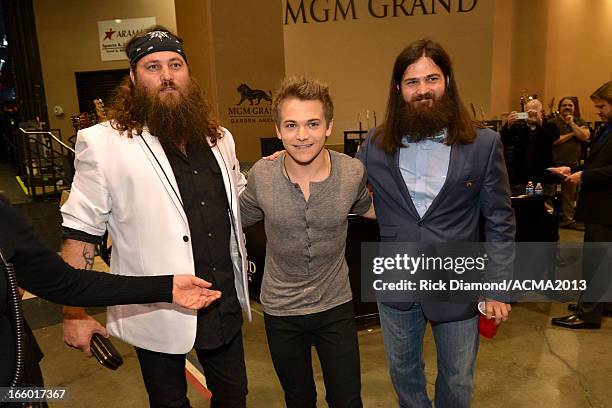 Personalities Willie Robertson and Jep Robertson of Duck Dynasty and musician Hunter Hayes attend the 48th Annual Academy of Country Music Awards at...