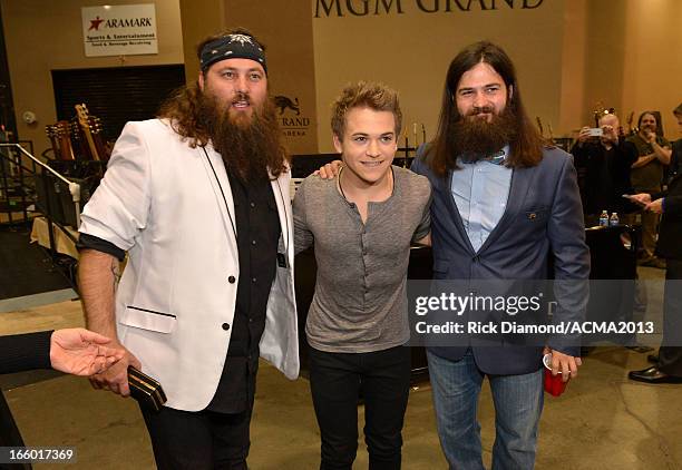 Personalities Willie Robertson and Jep Robertson of Duck Dynasty and musician Hunter Hayes attend the 48th Annual Academy of Country Music Awards at...