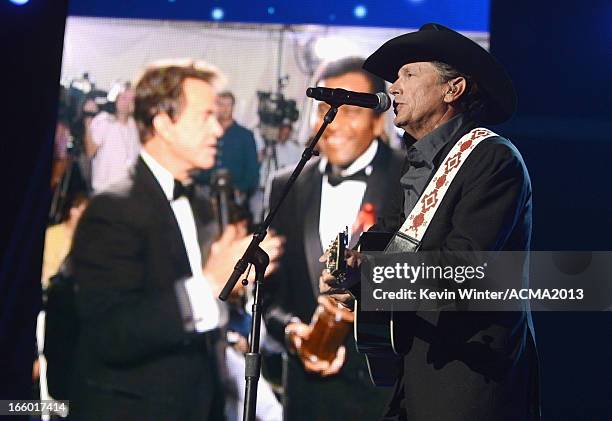 Musician George Strait performs onstage during the 48th Annual Academy of Country Music Awards at the MGM Grand Garden Arena on April 7, 2013 in Las...