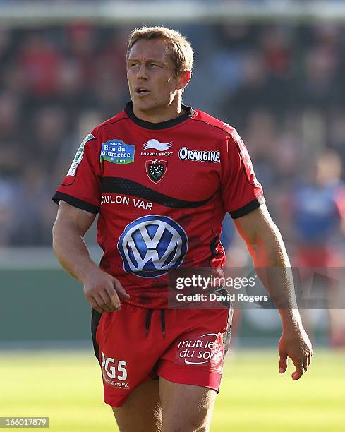 Jonny Wilkinson, of Toulon looks on during the Heineken Cup quarter final match between Toulon and Leicester Tigers at Felix Mayol Stadium on April...