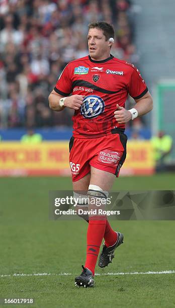 Bakkies Botha of Toulon looks on during the Heineken Cup quarter final match between Toulon and Leicester Tigers at Felix Mayol Stadium on April 7,...