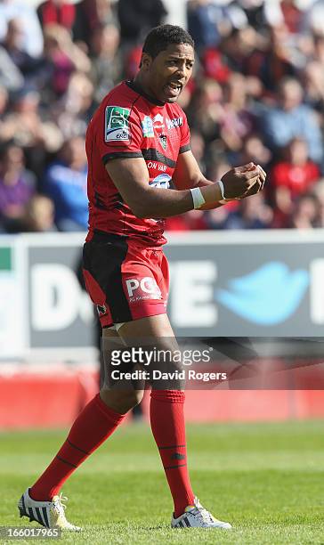 Delon Armitage of Toulon shouts instructions during the Heineken Cup quarter final match between Toulon and Leicester Tigers at Felix Mayol Stadium...