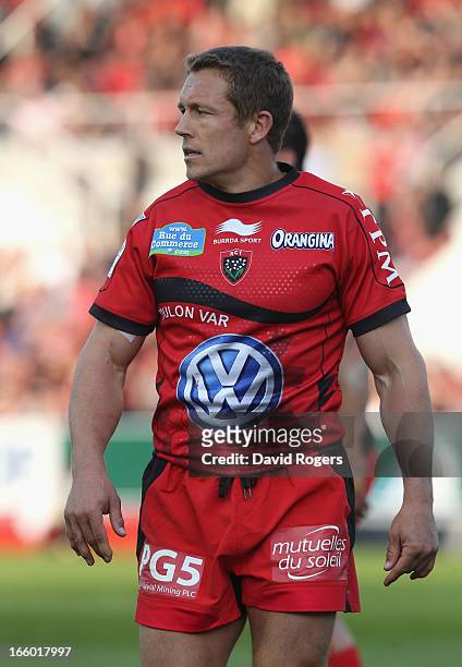 Jonny Wilkinson of Toulon looks on during the Heineken Cup quarter final match between Toulon and Leicester Tigers at Felix Mayol Stadium on April 7,...