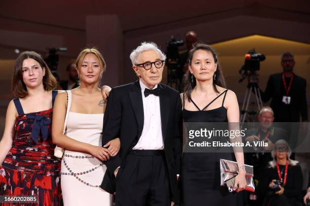 Bechet Allen, Manzie Tio Allen, Woody Allen and Soon-Yi Previn attend a red carpet for the movie "Coup De Chance" at the 80th Venice International...