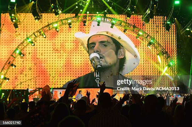 Musician Brad Paisley performs onstage during the 48th Annual Academy Of Country Music Awards - ACM Fan Jam After Party at Orleans Arena on April 7,...