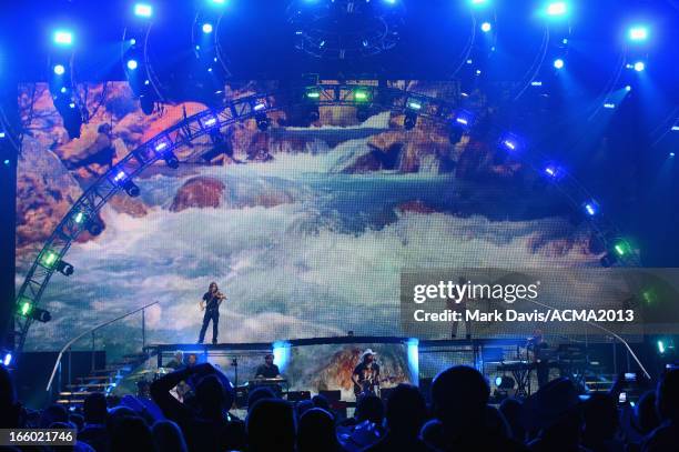 Musician Brad Paisley performs onstage during the 48th Annual Academy Of Country Music Awards - ACM Fan Jam After Party at Orleans Arena on April 7,...