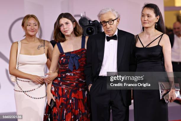 Bechet Allen, Manzie Tio Allen, Woody Allen and Soon-Yi Previn attend a red carpet for the movie "Coup De Chance" at the 80th Venice International...