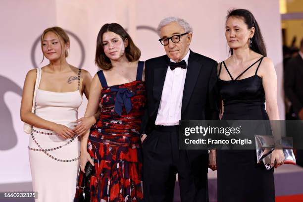 Bechet Allen, Manzie Tio Allen, Woody Allen and Soon-Yi Previn attend a red carpet for the movie "Coup De Chance" at the 80th Venice International...