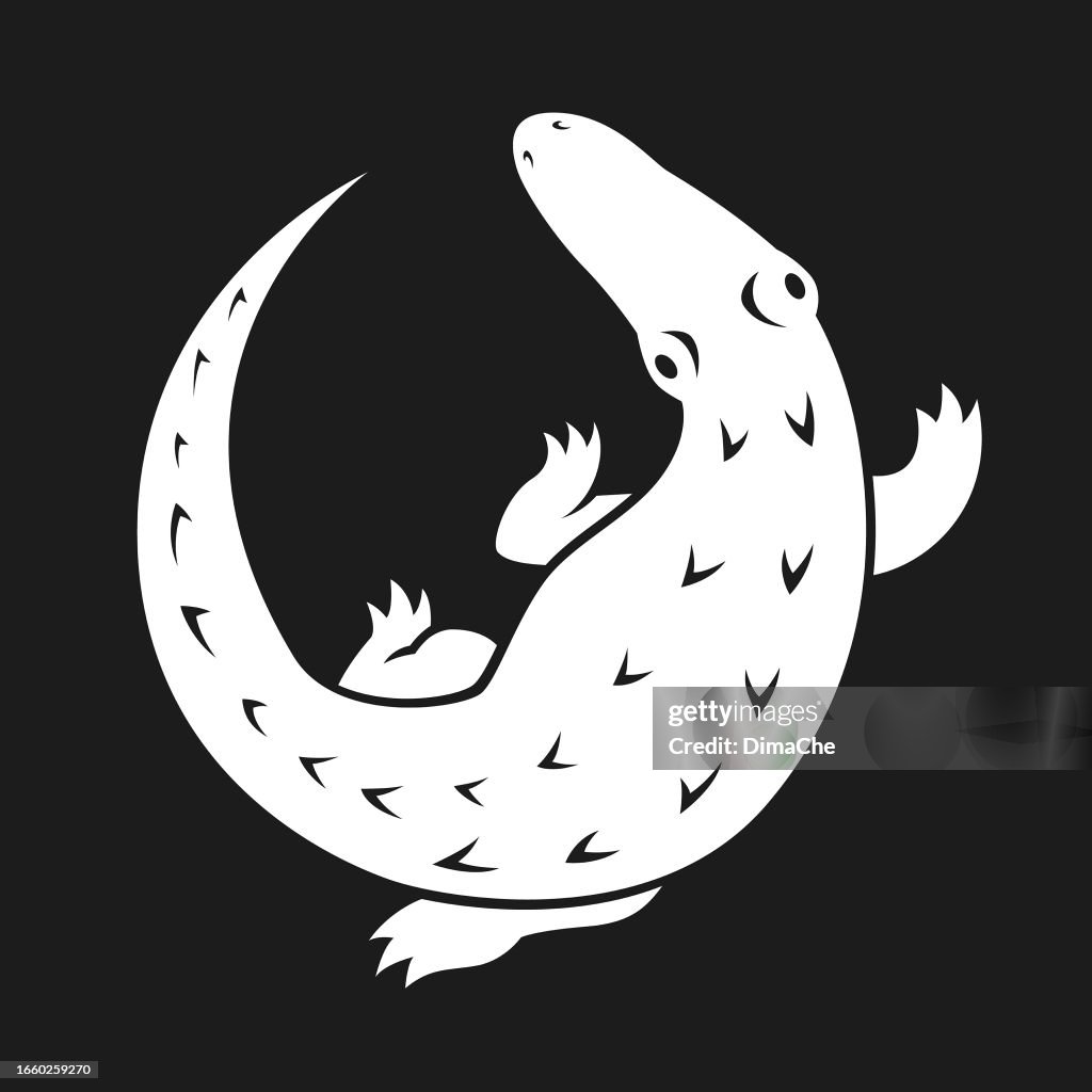 Alligator crocodile cut out silhouette top view