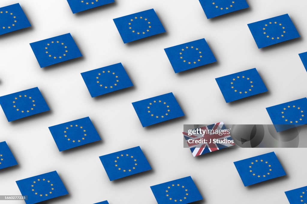 Europe British Pattern Grid Pattern Of European Flags With A Single British Flag High-Res ...