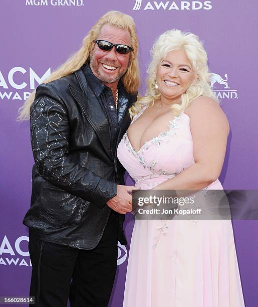 Duane 'Dog' Chapman and Beth Smith arrive at the 48th Annual Academy Of Country Music Awards at MGM Grand Garden Arena on April 7, 2013 in Las Vegas,...