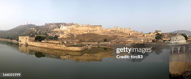 panoramic image of the amber fort in jaipur - amer fort stock pictures, royalty-free photos & images