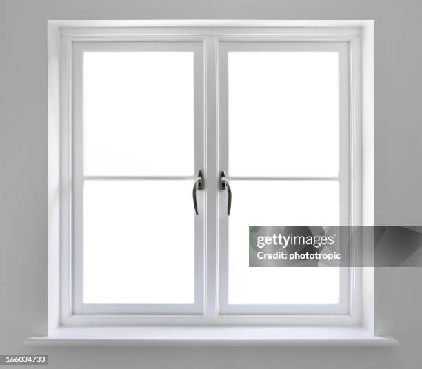 double white windows with clipping path - fönsterram bildbanksfoton och bilder