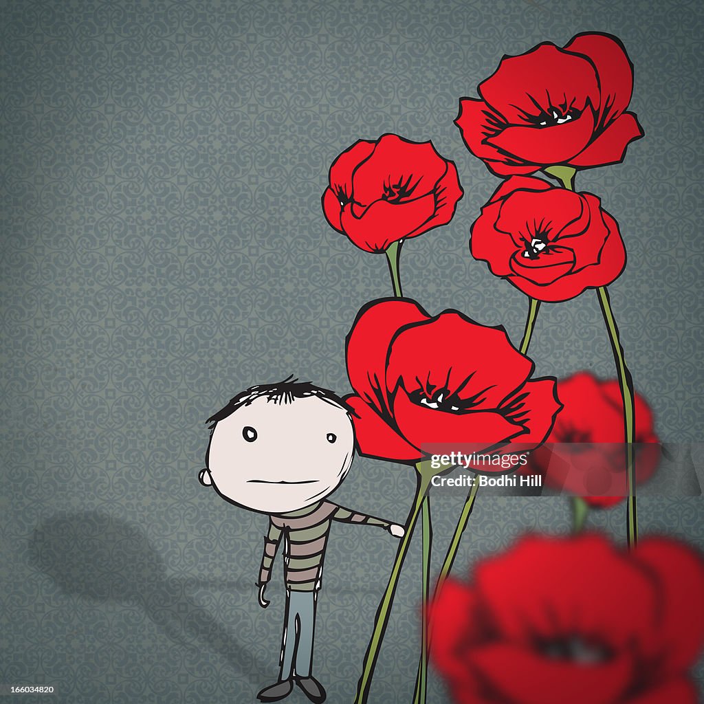 Boy Picking Poppies