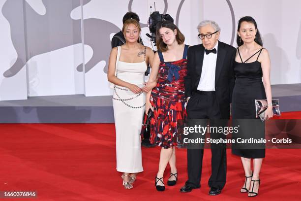 Bechet Allen, Manzie Tio Allen, Woody Allen and Soon-Yi Previn attend a red carpet for the movie "Coup De Chance" at the 80th Venice International...