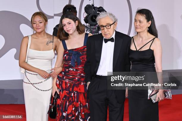 Bechet Allen, Manzie Tio Allen, Woody Allen and Soon-Yi Previn attend a red carpet for the movie "Coup De Chance" at the 80th Venice International...