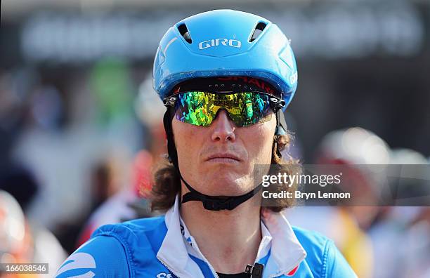 Johan Van Summeren of Belgium and Garmin-Sharp looks on at the start of the 2013 Paris - Roubaix race from Compiegne to Roubaix on April 7, 2013 in...