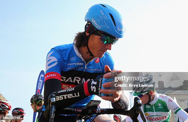 Johan Van Summeren of Belgium and Garmin-Sharp looks on at the start of the 2013 Paris - Roubaix race from Compiegne to Roubaix on April 7, 2013 in...