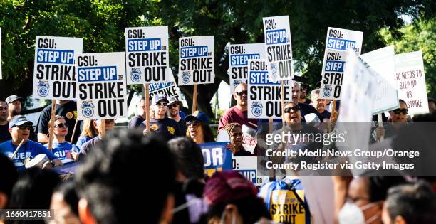 September 12: Students and union members protest outside the California State University chancellor's office in Long Beach, CA on Tuesday, September...