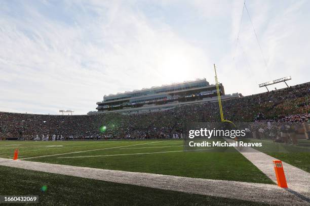 General view of Notre Dame Stadium during the game between the Notre Dame Fighting Irish and the Tennessee State Tigers on September 02, 2023 in...